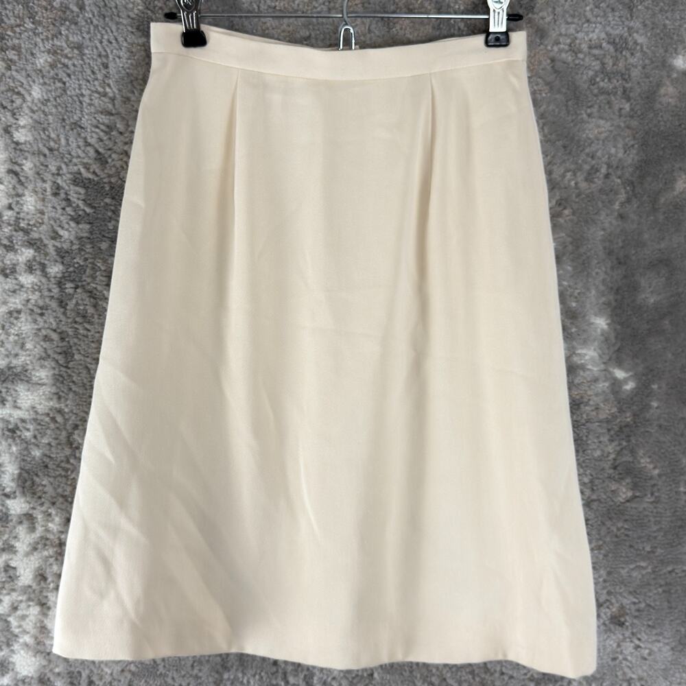 Anne Klein Size‎ 6 Silk A Line Knee Length Skirt Peach Lined Zip Minimalist